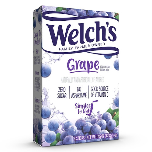 Welch s Grape Drink Mix Singles To Go, 6 Count, 12 Per Case